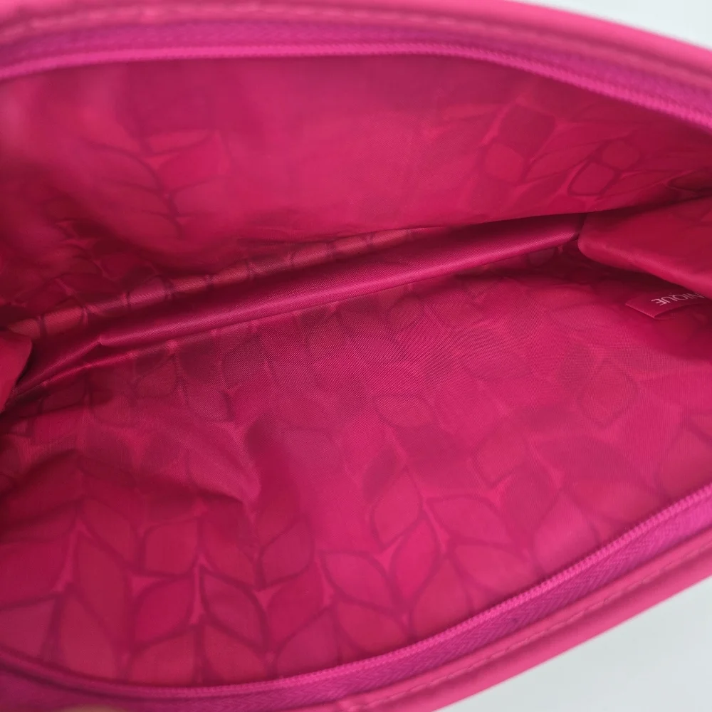 Trina Turk‎ for Clinique Makeup Purse Bag Zippered Pink Green Blue Leaf Pattern